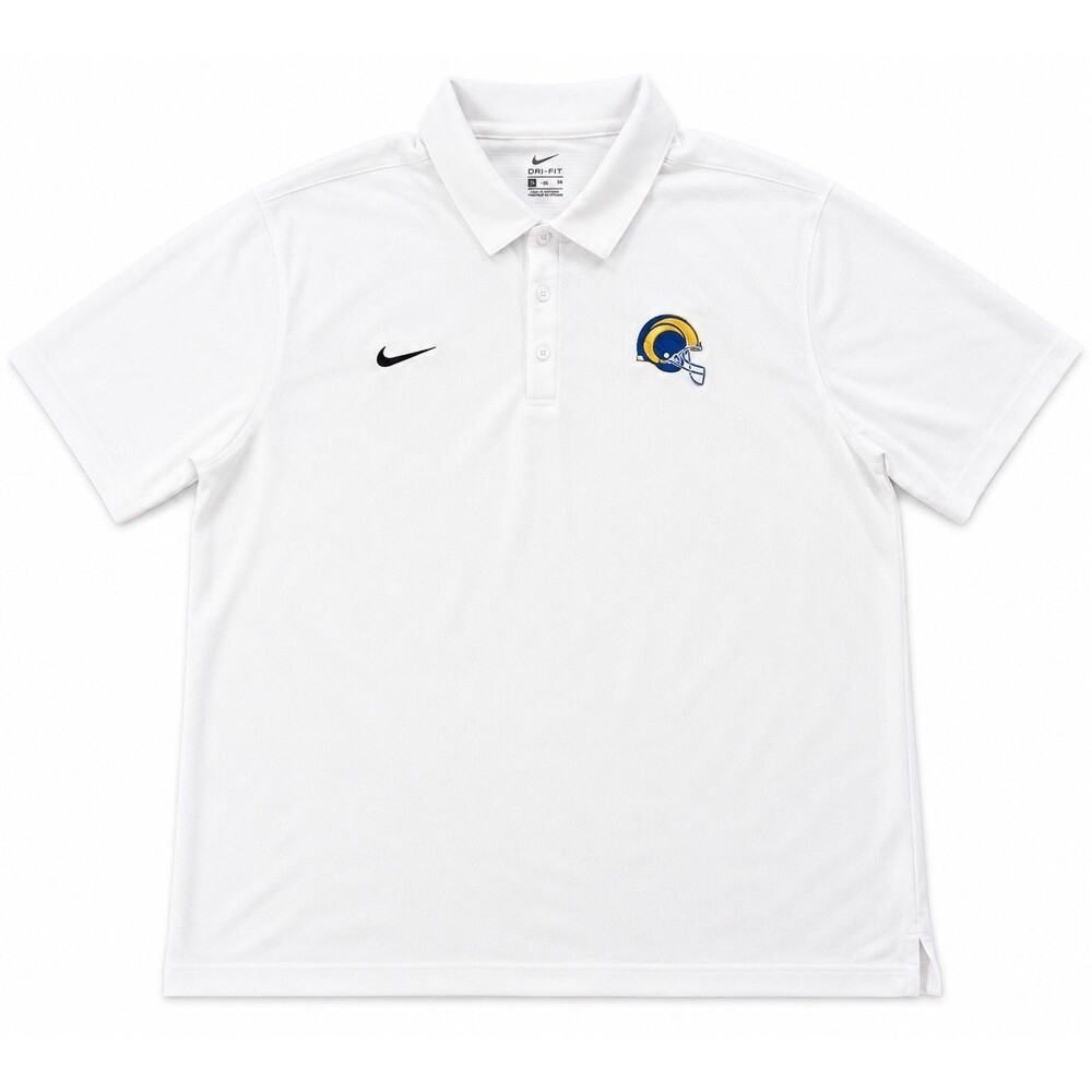 Mens Nike La Los Angeles Rams Short Sleeve Polo Shirt White 2XL